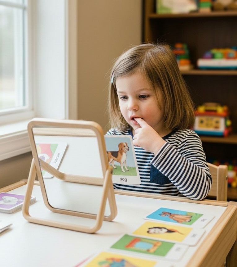 Girl in speech therapy